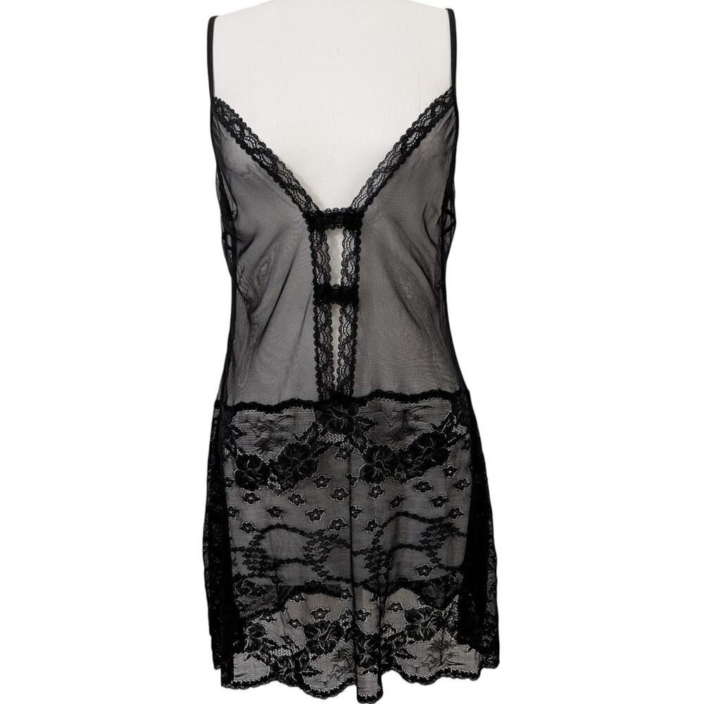 Vintage Y2K La Perla Black Lace Slip Dress